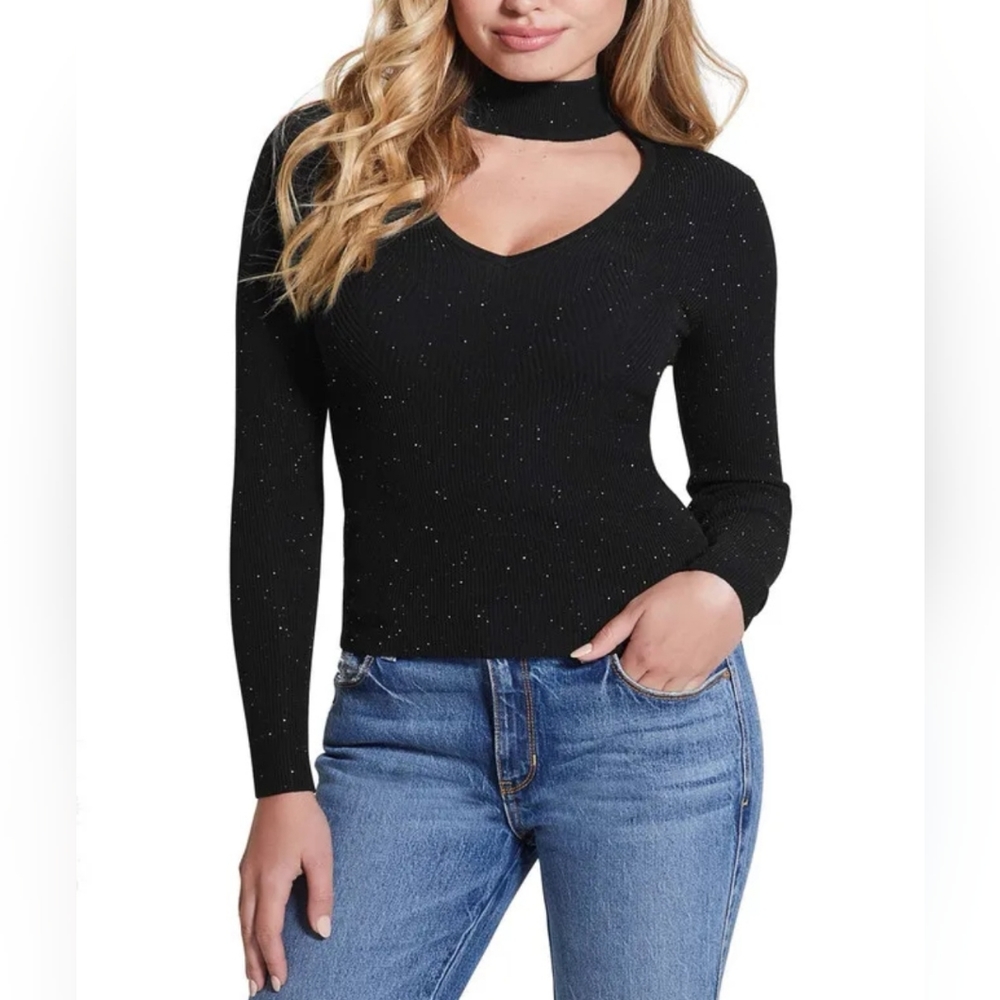 Women's Black Choker Sweater